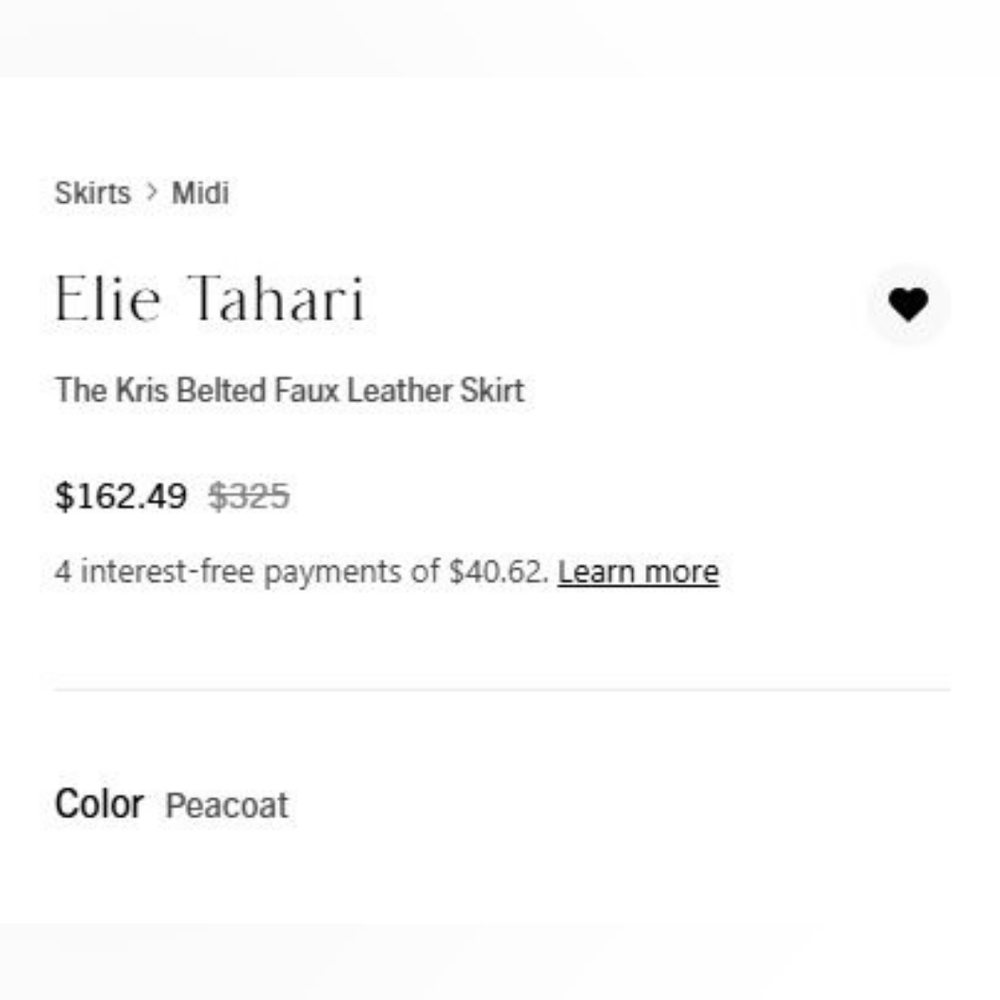 🌟 Elie Tahari Kris Belted Faux Leather Skirt, Peacoat Blue (4) - Picture 6 of 16